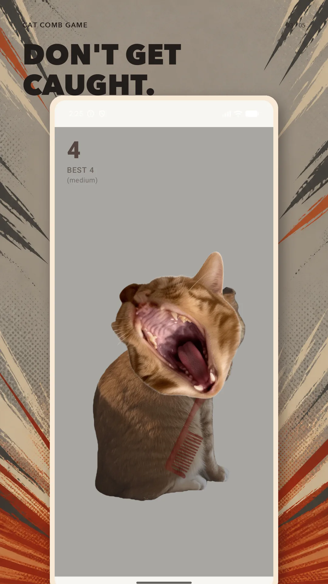 Cat Comb Game caught bite screen