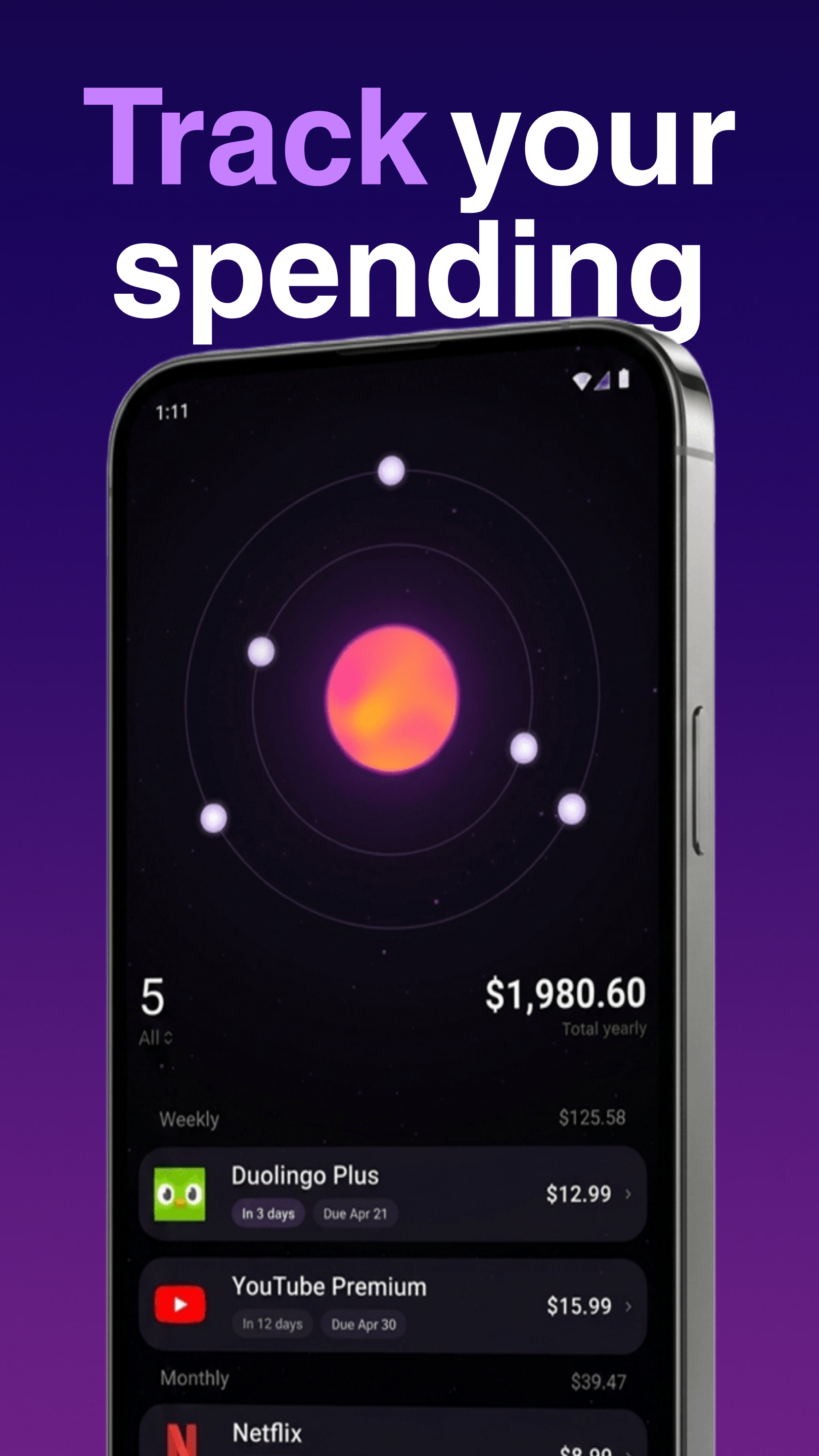 Spending breakdown screen